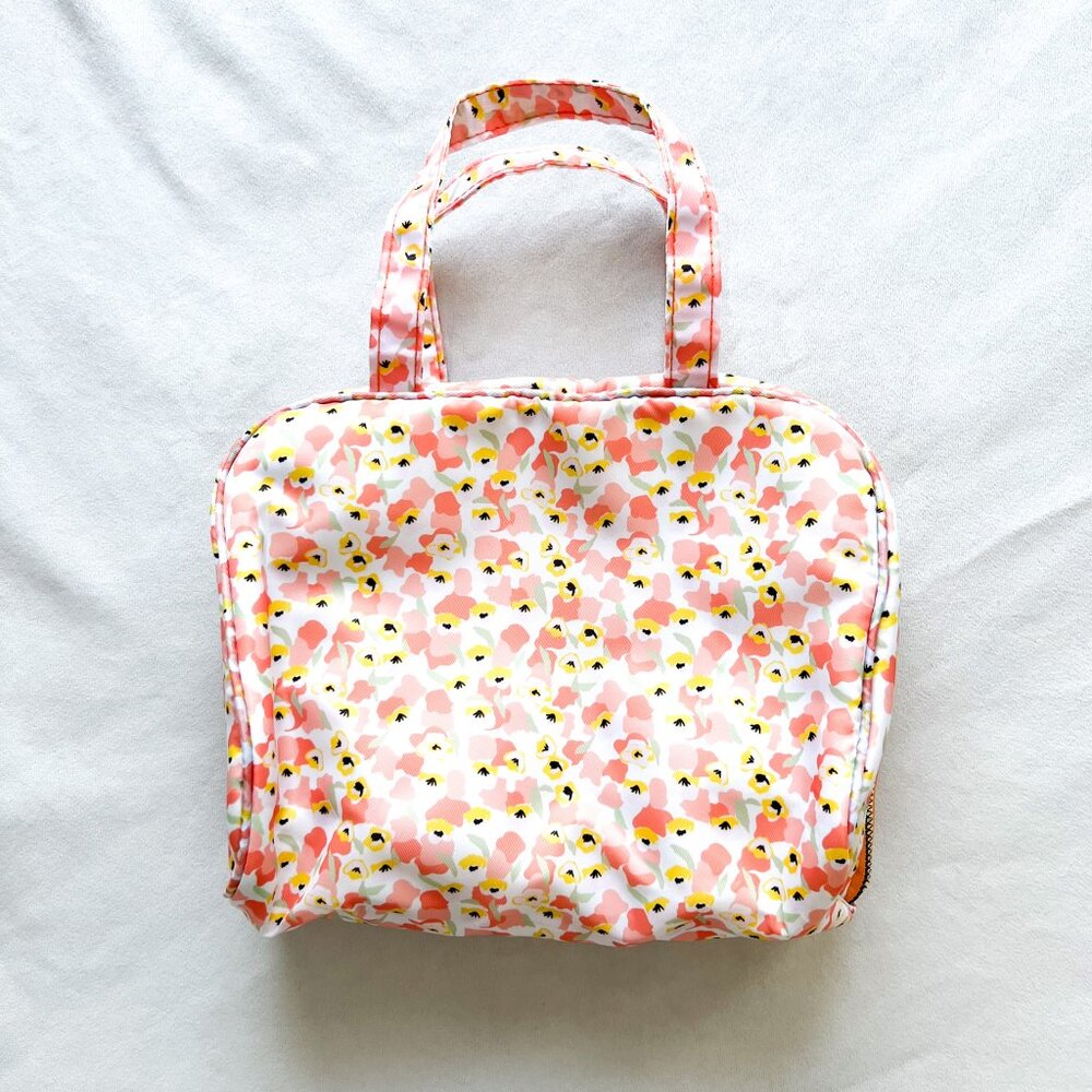 Ulta Coral Pink Floral Zippered Makeup Bag